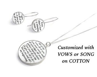 Cotton Anniversary Gift for Her / Personalized Jewelry with your Wedding Vows or Lyrics on COTTON / 2nd Anniversary Gift for Wife / Woman