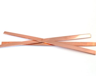 Ten Copper Cuff Blanks - 1/4 Inch by 6 inch - Rounded or Square Ends - 16 gauge Blank for Hand Stamping
