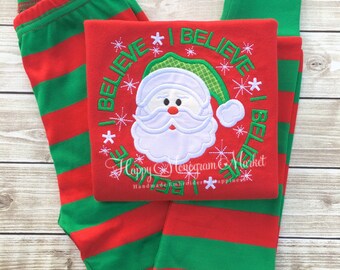 Christmas Pajamas Matching Christmas Pajamas Pajamas with Santa Christmas Card Photo Outfit Monogram Christmas Pajamas Polar Express Pajama