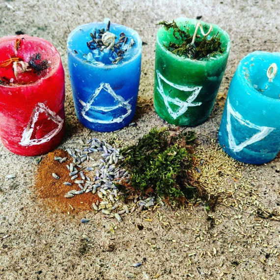 Elements Candle Set Fire Water Earth Air by moonboxco on Etsy