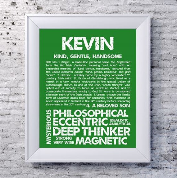 KEVIN Personalized Name Print / Typography Print / Detailed