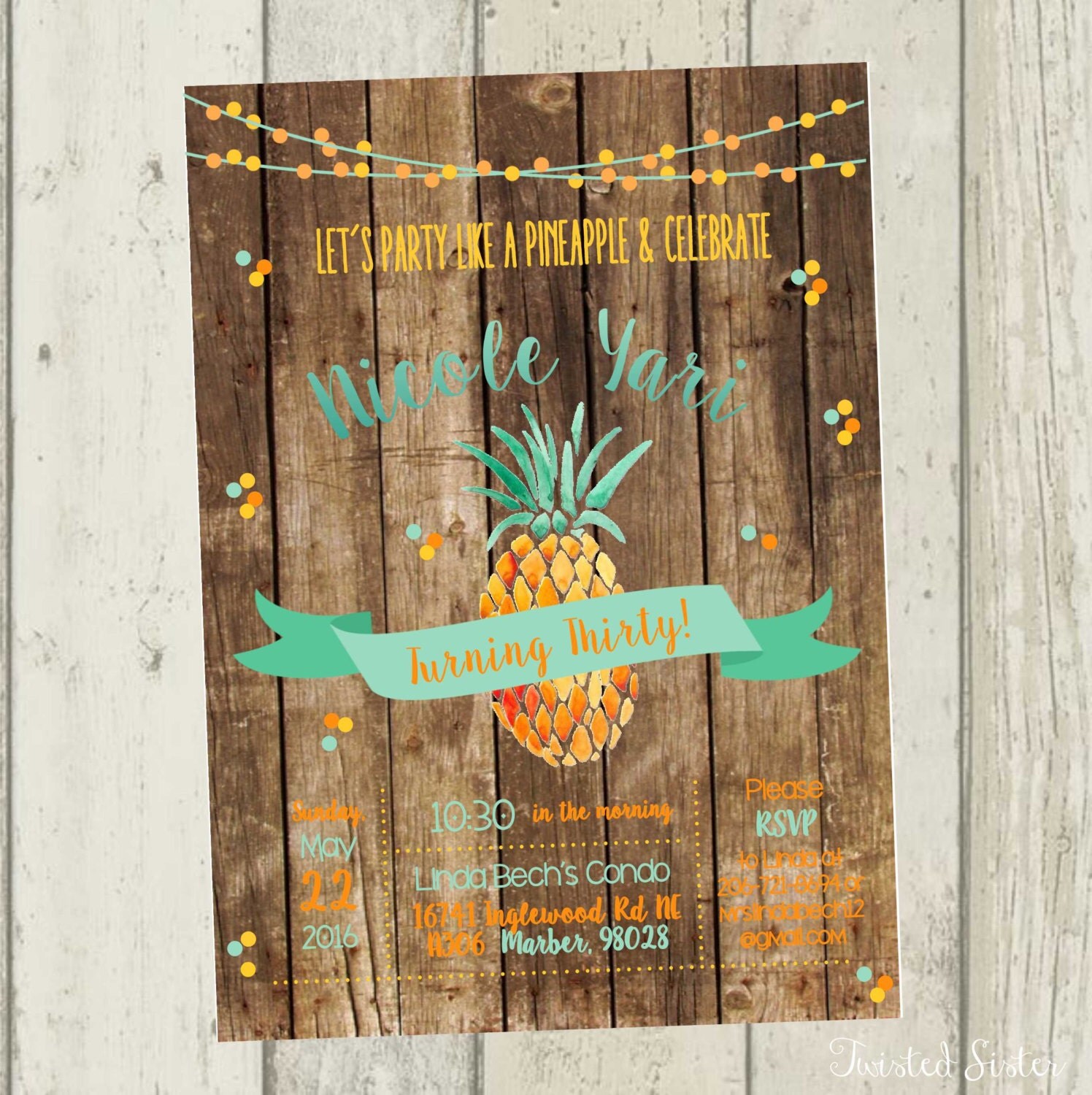 Pineapple Invitation Pineapple Birthday Party Party Like A