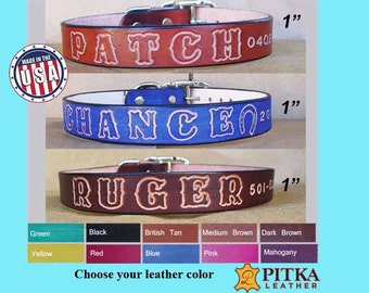 Name Leather Collar - Leather Dog Collar Personalized with name - Large Dog Collar custom made - Unique Personalized Name Dog Collar