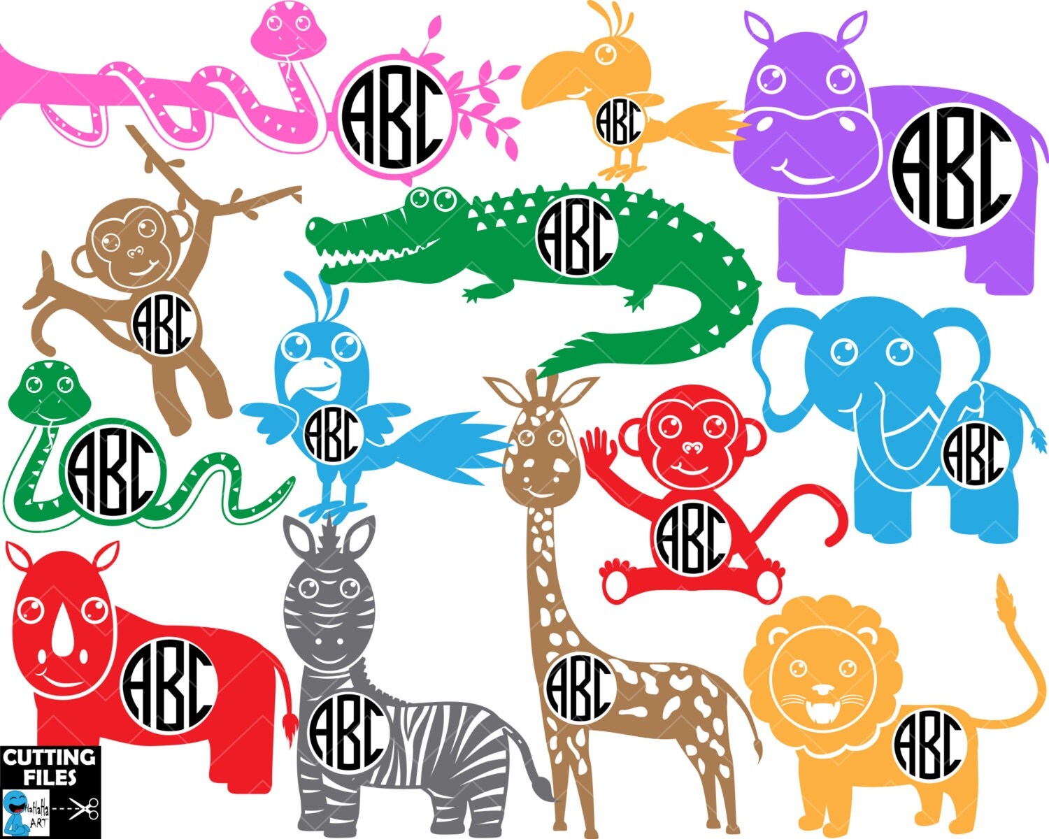 Download Safari Animals Circle Monogram V1 - Digital Cutting files ...