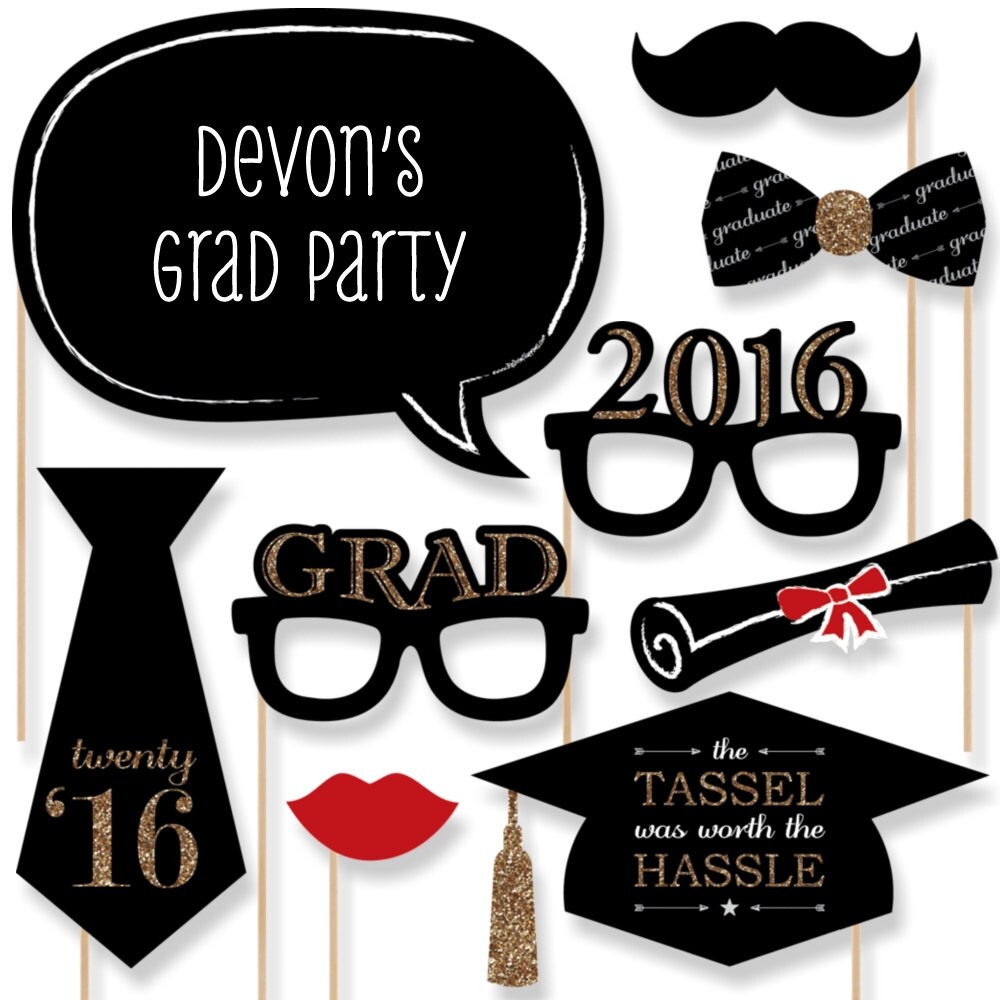 20 Graduation Photo Booth Props 2016 Gold by BigDotOfHappiness