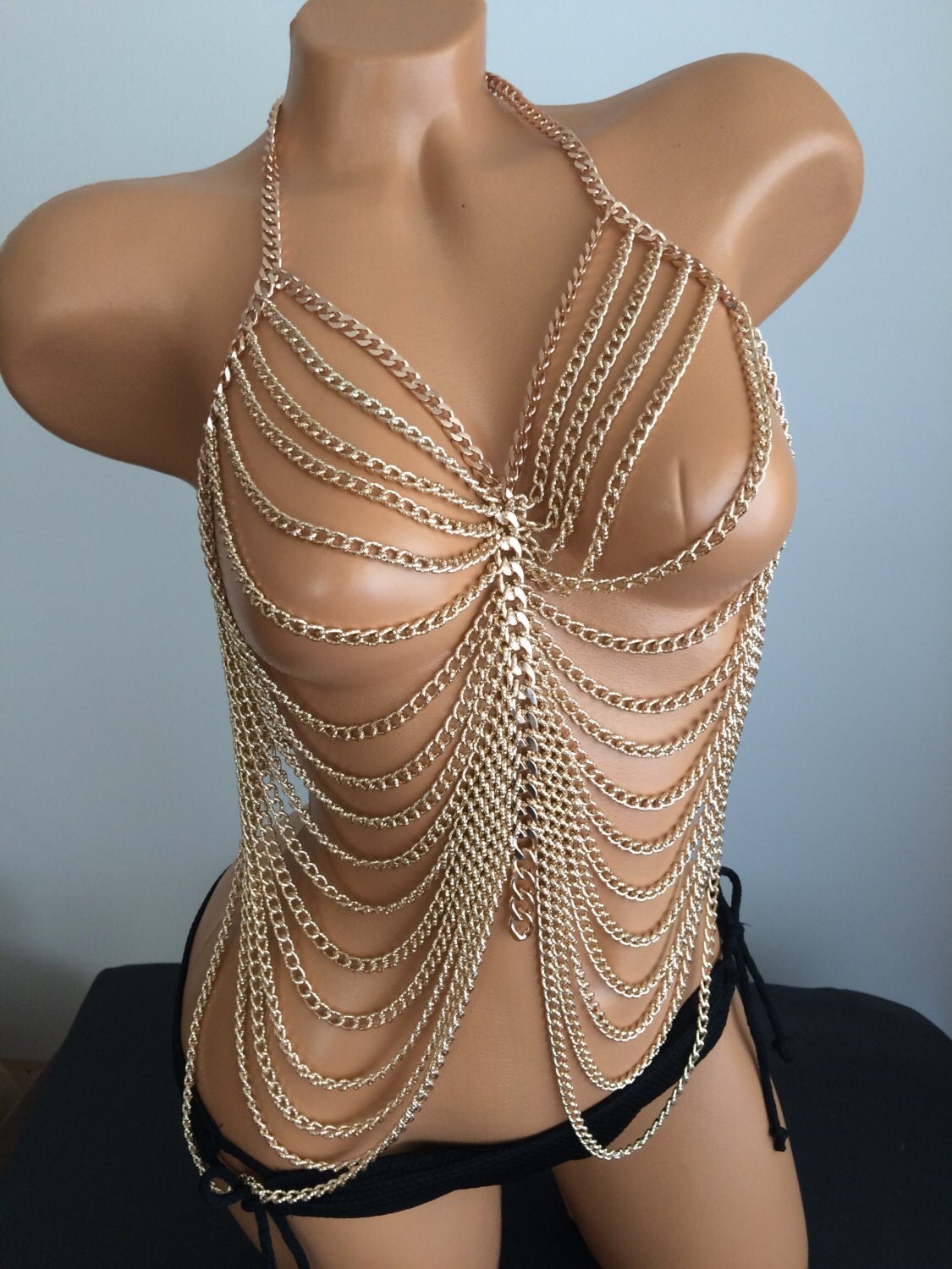Rosegold vest body chain body jewelry rose gold body chain