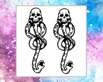 Set of Two Temporary Tattoo Dark Mark Tattoo Harry Potter Voldemort Tattoo Death Eaters tattoo fantasy arm tattoo