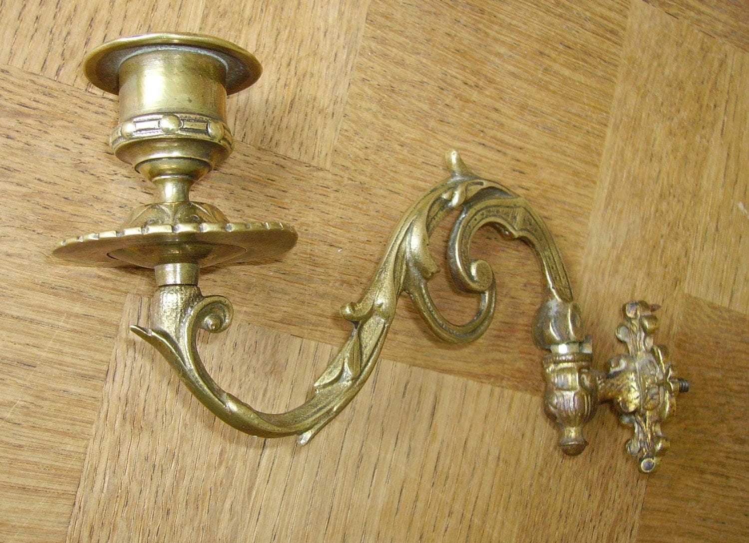 Antique French Brass Candle Holder Hardware Wall Mounted