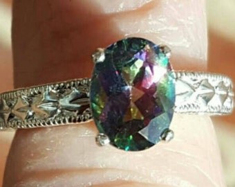 Mystic Topaz Men's Ring In 925 Sterling Silver Turkish Jewelry All Size - Foto 6