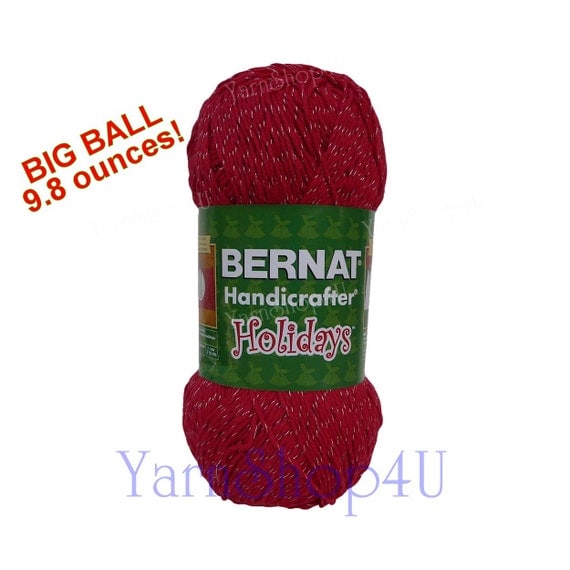 RED SPARKLE Bernat Handicrafter Holidays, Bernat Christmas Yarn, Red Silver Twist, Holiday 