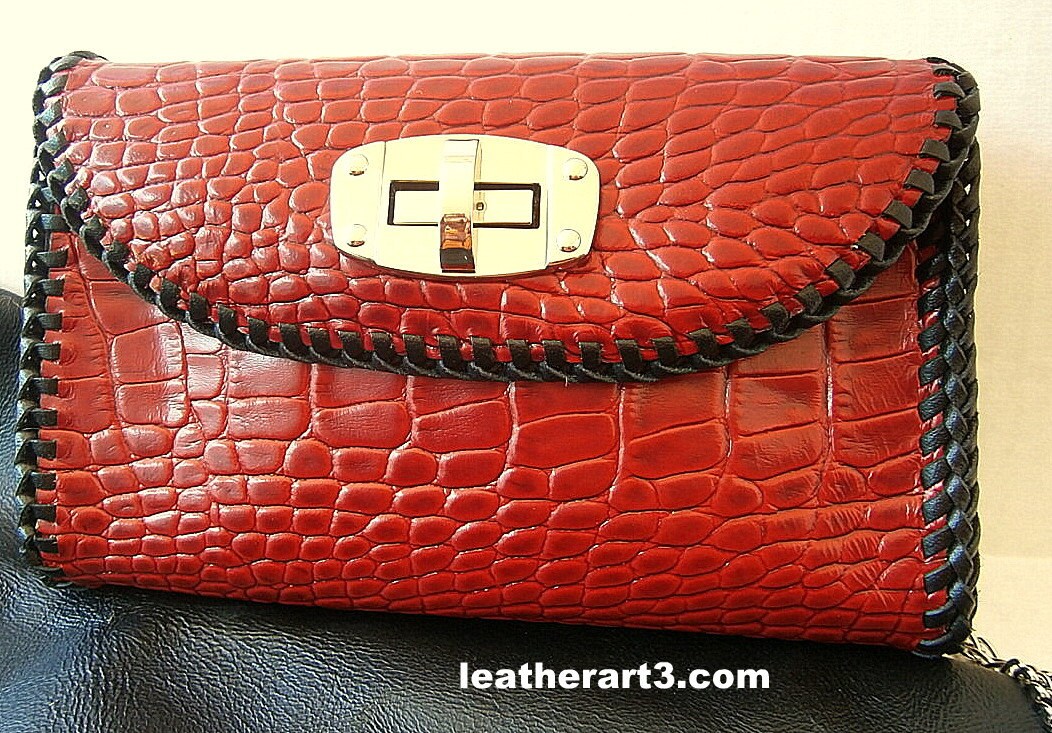 Ladies clutch bag. by LeatherArtForBikers on Etsy