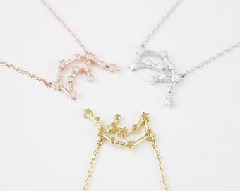 Rose Gold Aquarius Constellation Necklace Aquarius Necklace Zodiac necklace Constellation Jewelry Birth Signs