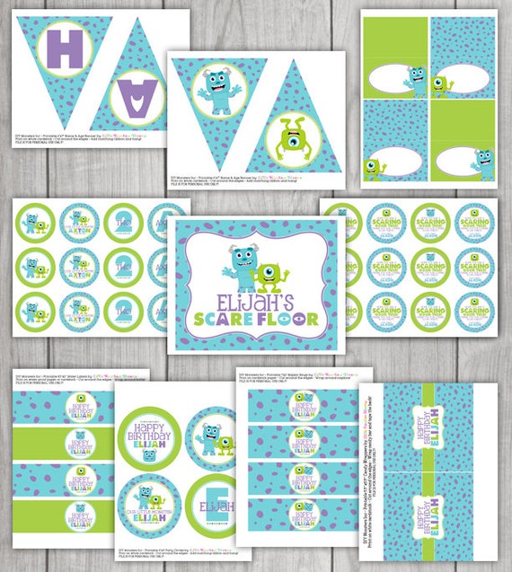 Monsters Inc Inspired Printable Party Pack by LittleRainbowBlooms