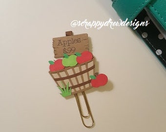 Apple picking barrel Halloween, fall, autumn planner clip/ book mark/ planner accessory