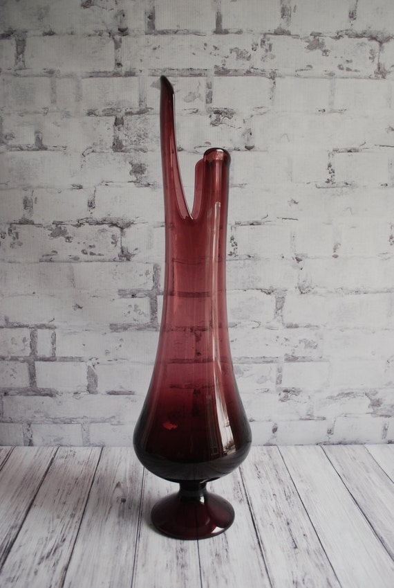 Purple Viking Epic Swung Art Glass Vase 21 Tall