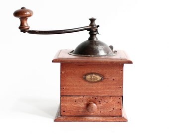 French coffee grinder, vintage Dalto coffee mill, French kitchen decor, vintage French decor, rustic antique wooden coffee grinder