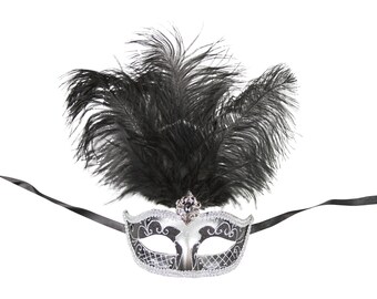 Red Feather Black Phoenix Masquerade Mask/ Laser Cut with