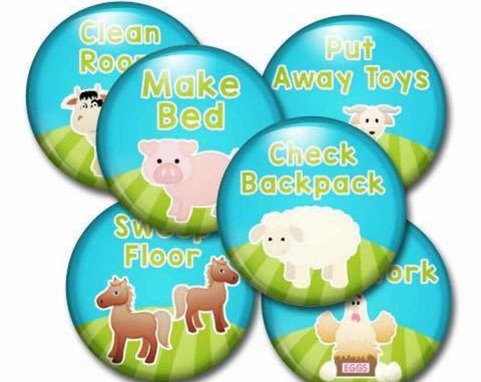 Chore Magnets - Farm Theme Chores - Job Magnets - Family Organization - Preschool Responsibility - Family Chores - Classroom Decor - Daycare