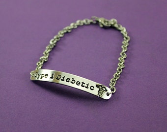 Personalized Medical ID Bracelet - Medical Alert - Type 1 Diabetic - Diabetes - Diabetic - Allergies - Caduceus - Epilepsy - Epileptic