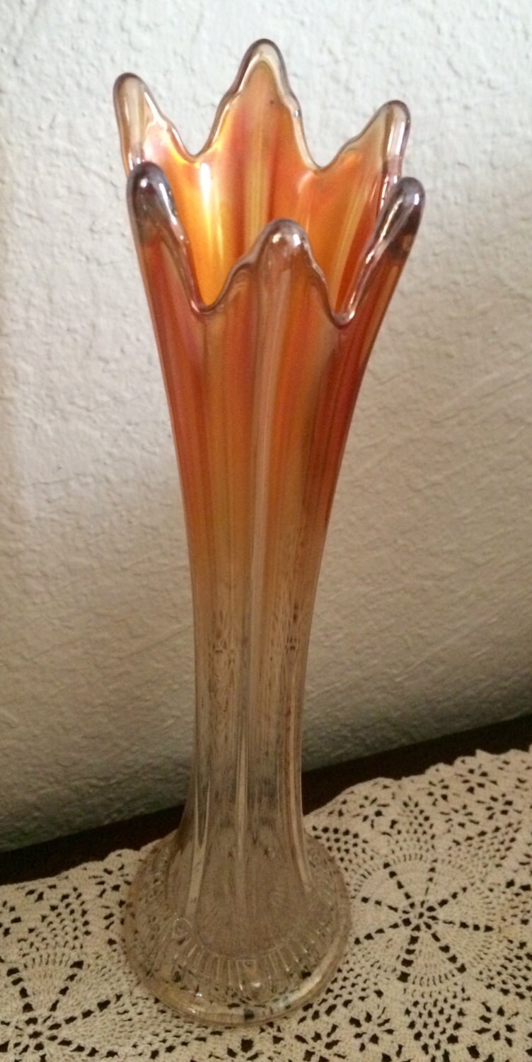 Fenton Carnival Marigold Glass Vase Dugan by JeanalouiseTreasures