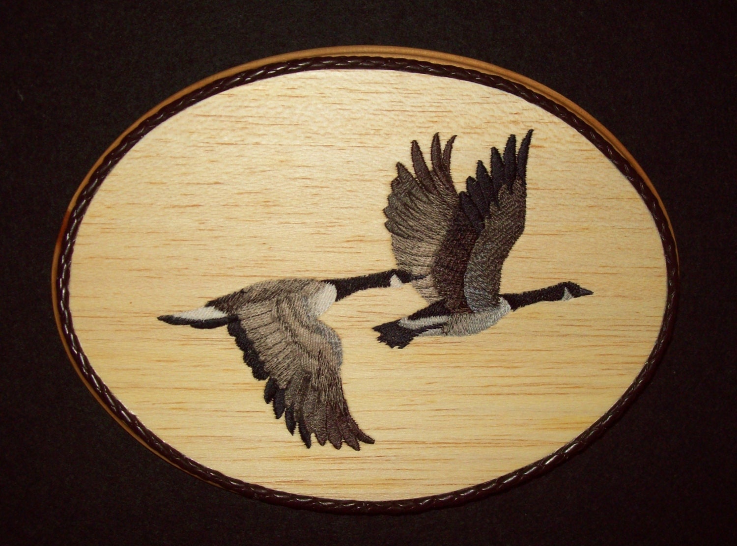 Canadian Geese Bird Decor Balsa Wood Embroidery by WitchezStitchez