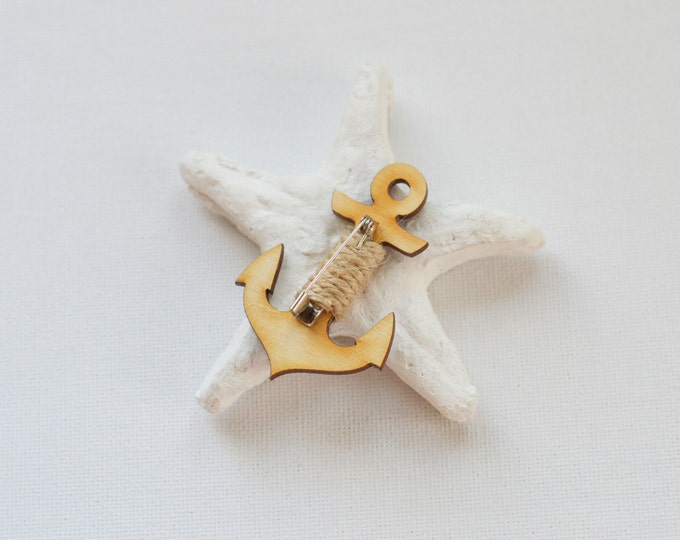 Anchor // Wooden brooch is covered with ECO paint // Laser Cut // 2016 Best Trends // Fresh Gifts // Nautilus