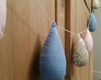 Handmade Raindrop garland. Nursery accessory.MADE TO ORDER