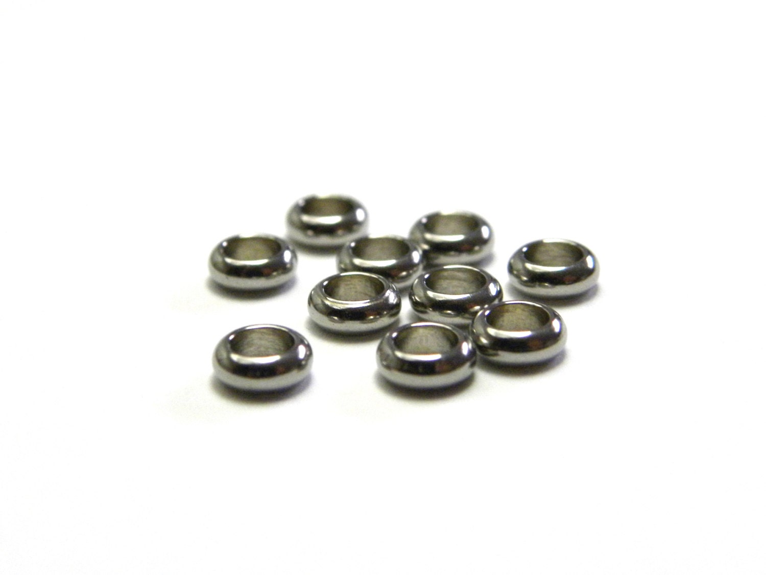 20x Round Stainless Steel Spacer Ring Beads 5 mm Large Hole
