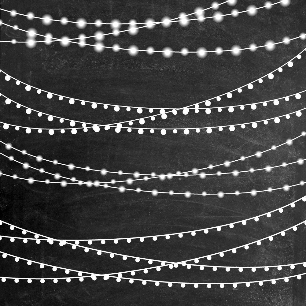 String Lights Clipart - Fairy Lights Clipart - Party Lights Clipart - Rustic Clipart - String ...