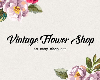 Premade etsy shop set etsy banner avatar vintage flower