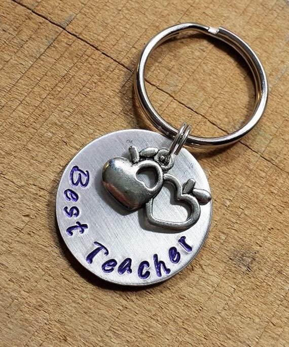 Teacher keychain best teacher educator key ring by MsFabDesigns