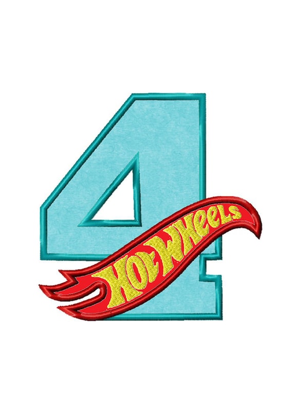 Hot Wheels 4th Birthday... Applique Machine Embroidery DESIGN