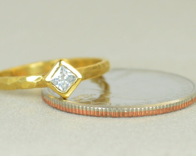 Square CZ Diamond Ring, Diamond, 14k Gold Ring, April's Birthstone Ring, Square Stone Mothers Ring, Square Stone Ring, Diamond Ring