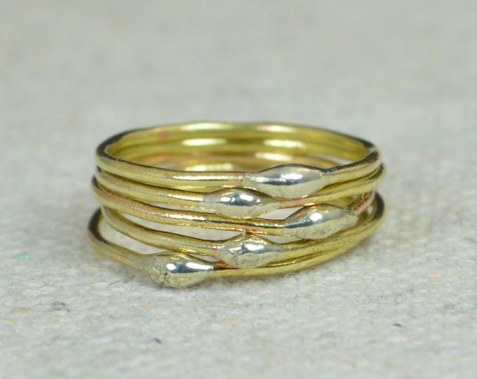 Unique Brass Stacking Ring(s), Bimetal Ring, Hippie Ring, Boho Rings, unique rings for her, Dew Drop Rings, Thin Ring, bohemian rings