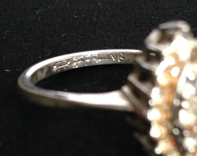 Storewide 25% Off SALE Vintage Sterling Silver Faceted Rhinestone Designer Cocktail Ring Featuring Elegant Clustered Design Style