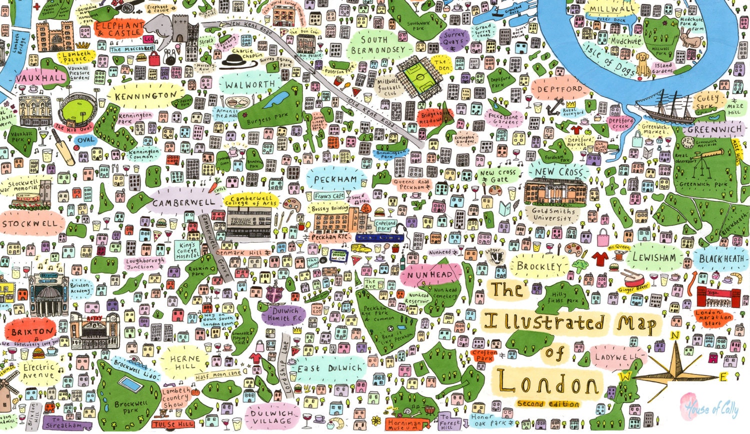 Illustrated map of South East London