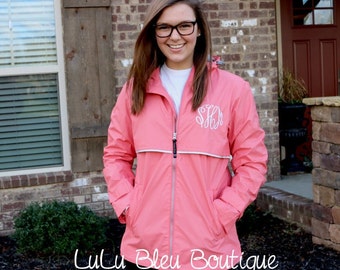 Monogram Rain Jacket - Charles River Women's Rain Jacket- FREE LEFT CHEST MONOGRAM11 color options