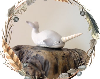 Narwhal Spirit Animal Totem // Miniature Handmade Polymer Clay Animal Figurine