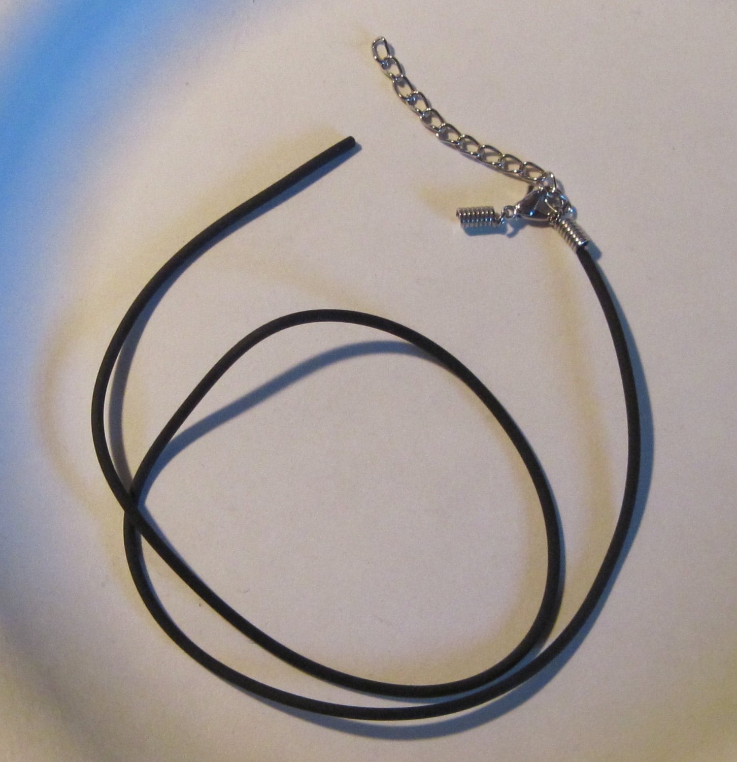 18 inch black rubber necklace cords 2mm jeweler's rubber with lobster