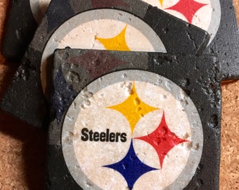 Pittsburgh Steelers Coasters ~ Set of 4 Stone Coasters ~ Football Coasters