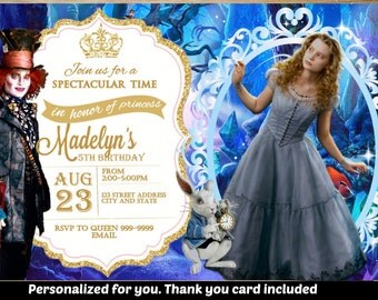 Alice in Wonderland Invitation, Alice in Wonderland Birthday Party, Alice invitation, Alice Birthday, Personalized, Printable, Digital File