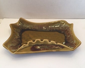 Vintage Olive Green Ashtray~~Retro~~Virginia Vintage