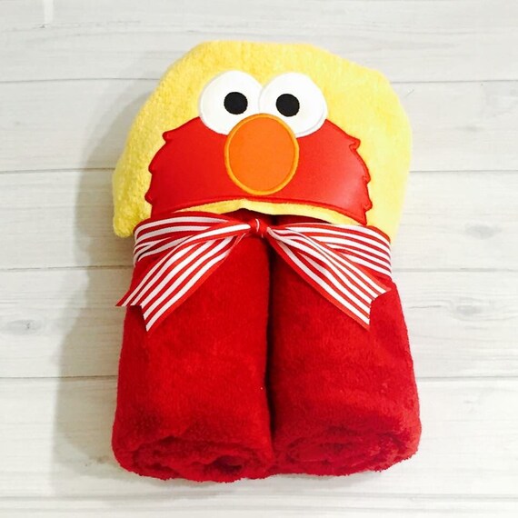 Elmo inspired hooded bath/pool/beach towel by SewCrazyFun on Etsy