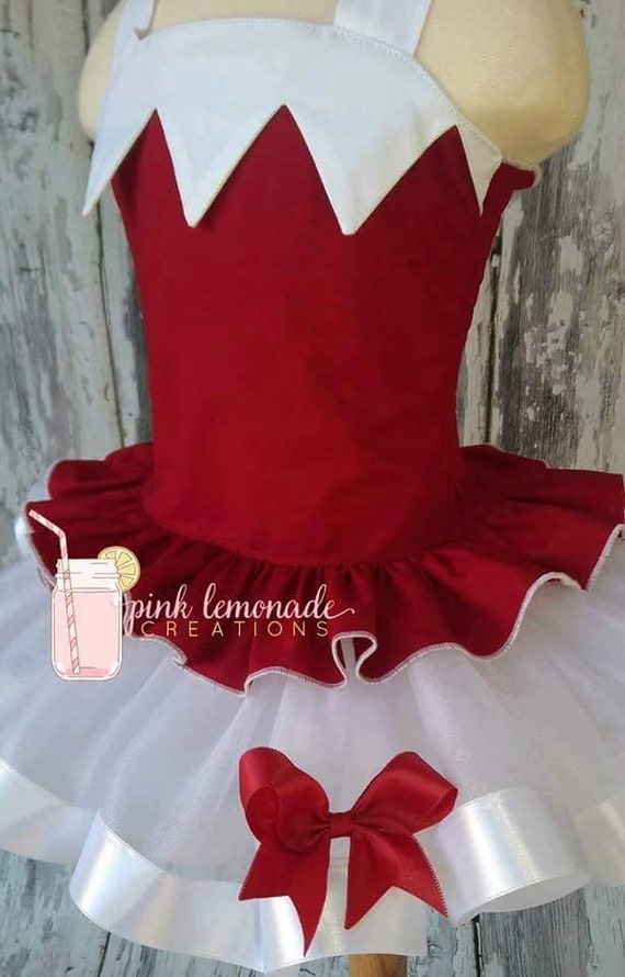 Christmas Elf Tutu outfit Sewn Tutu Ribbon by PinkLemonadeOcala