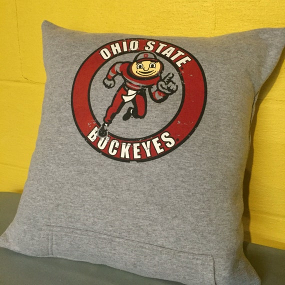 Columbus Ohio logo sweatshirt Pillow 16x16 Upcycled One of a
