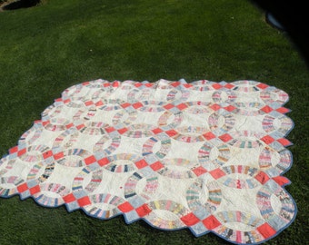 1930s Feed Sack Wedding Ring Quilt