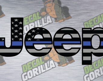 Thin blue Line American Flag Jeep Decal