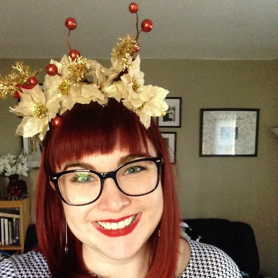 Items similar to Poinsettia Flower Crown SMALL Headband / Ugly ...