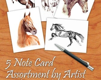Horse Note Cards, Horse Stationary Set, Gift for Horse Lover, Horse Stationery Set Horse gifts for girls Note card set teen girl Horse Cards