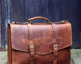 Personalised Genuine Leather Mens Briefcase Laptop Business Bag